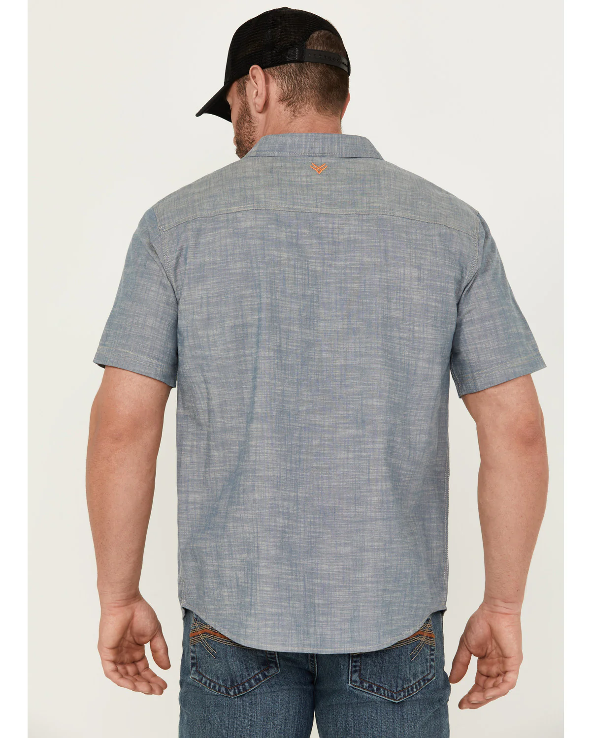 Men's Chambray Short Sleeve Button-Down Stretch Work Shirt - Tall - Image 4