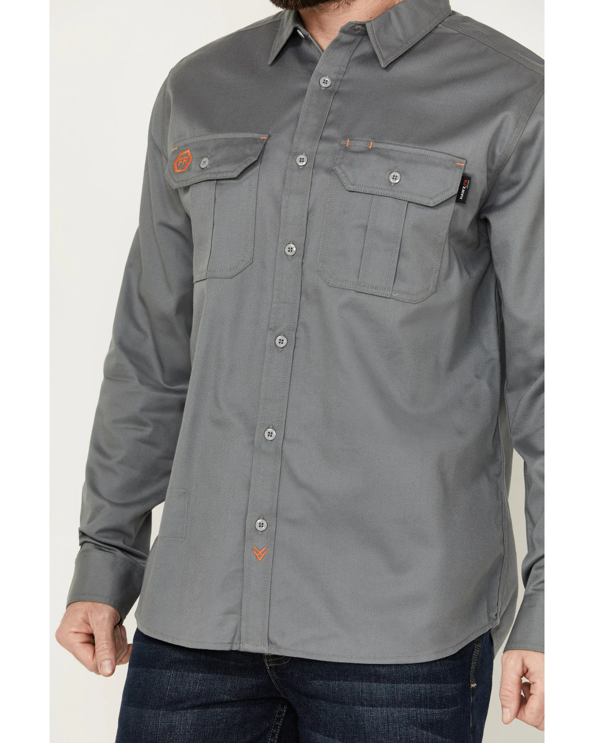 Men's FR Woven Long Sleeve Button-Down Work Shirt - Big - Image 3