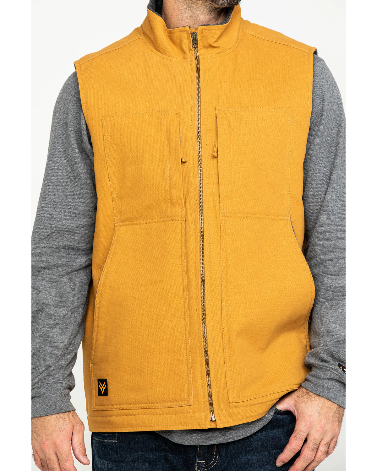 Men's Khaki Canvas Sherpa Lined Work Vest - Image 4