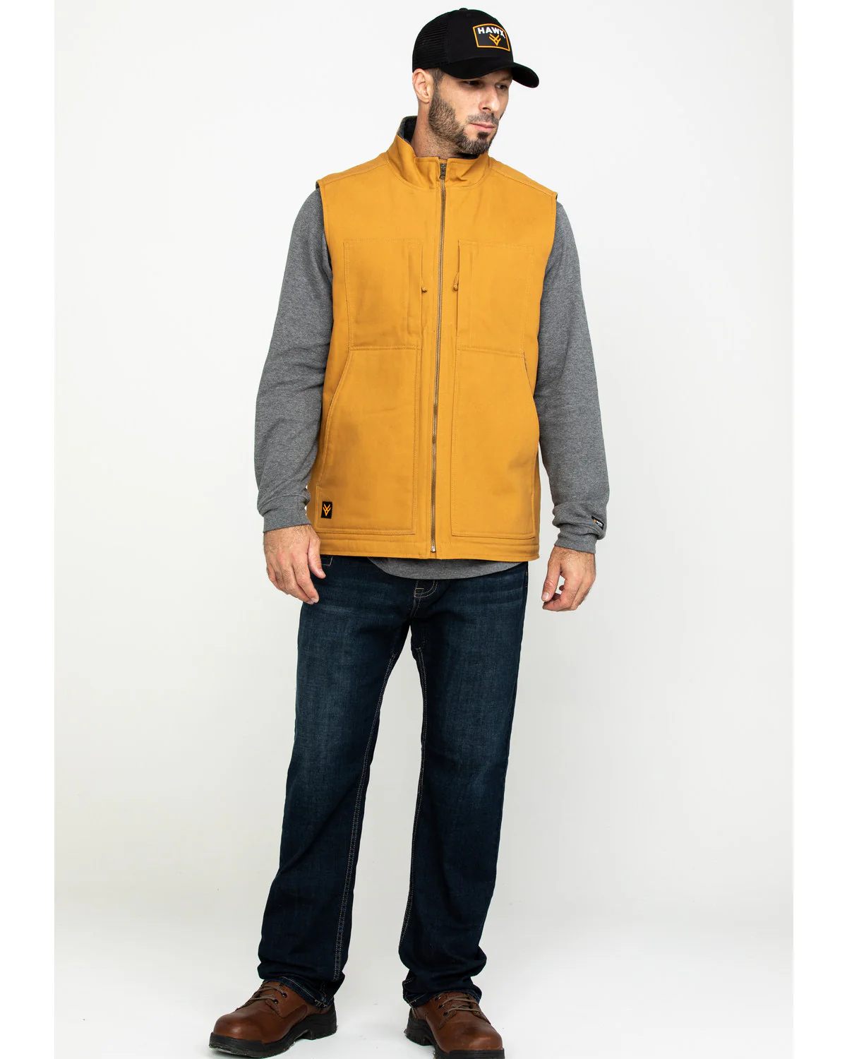 Men's Khaki Canvas Sherpa Lined Work Vest - Image 6