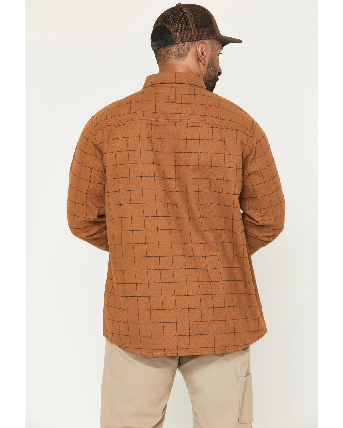 Men's Grid Plaid Print Long Sleeve Button-Down Flannel Shirt - Image 4