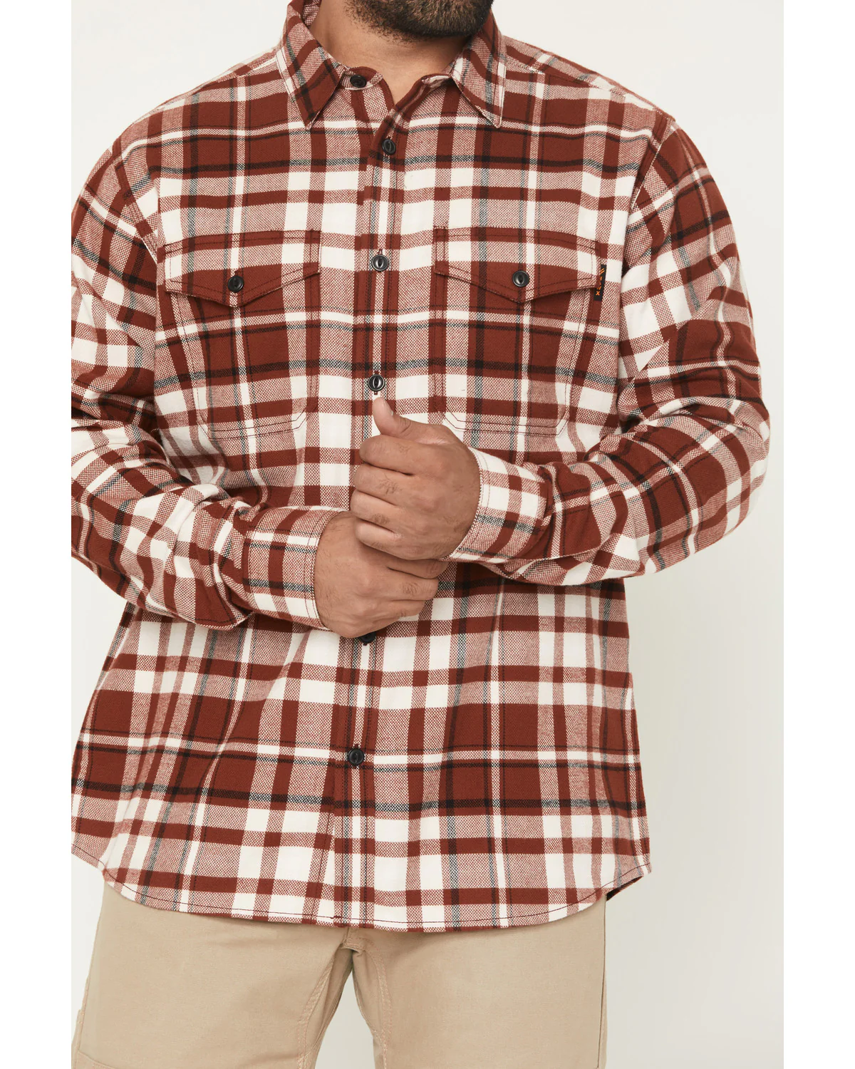 Men's Mac Plaid Print Long Sleeve Button-Down Flannel Shirt - Image 3