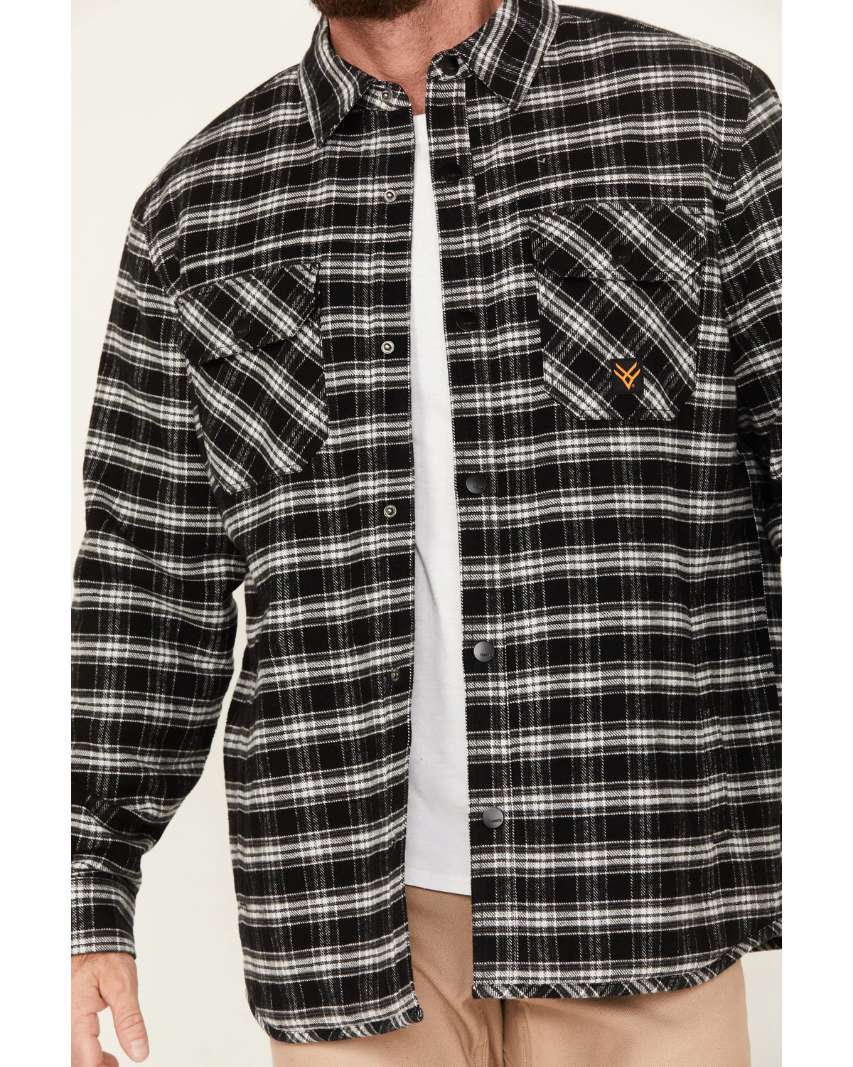 Men's Sherpa Lined Plaid Print Snap Flannel Work Jacket - Image 3