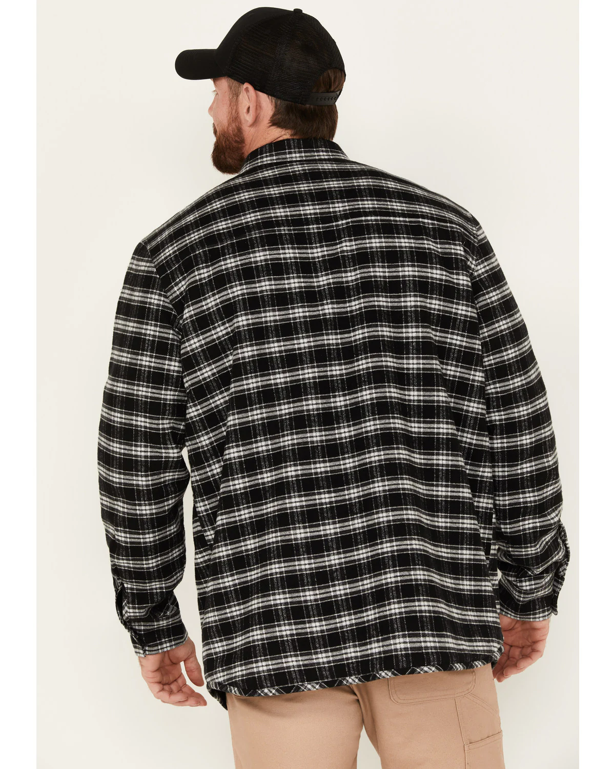 Men's Sherpa Lined Plaid Print Snap Flannel Work Jacket - Image 4