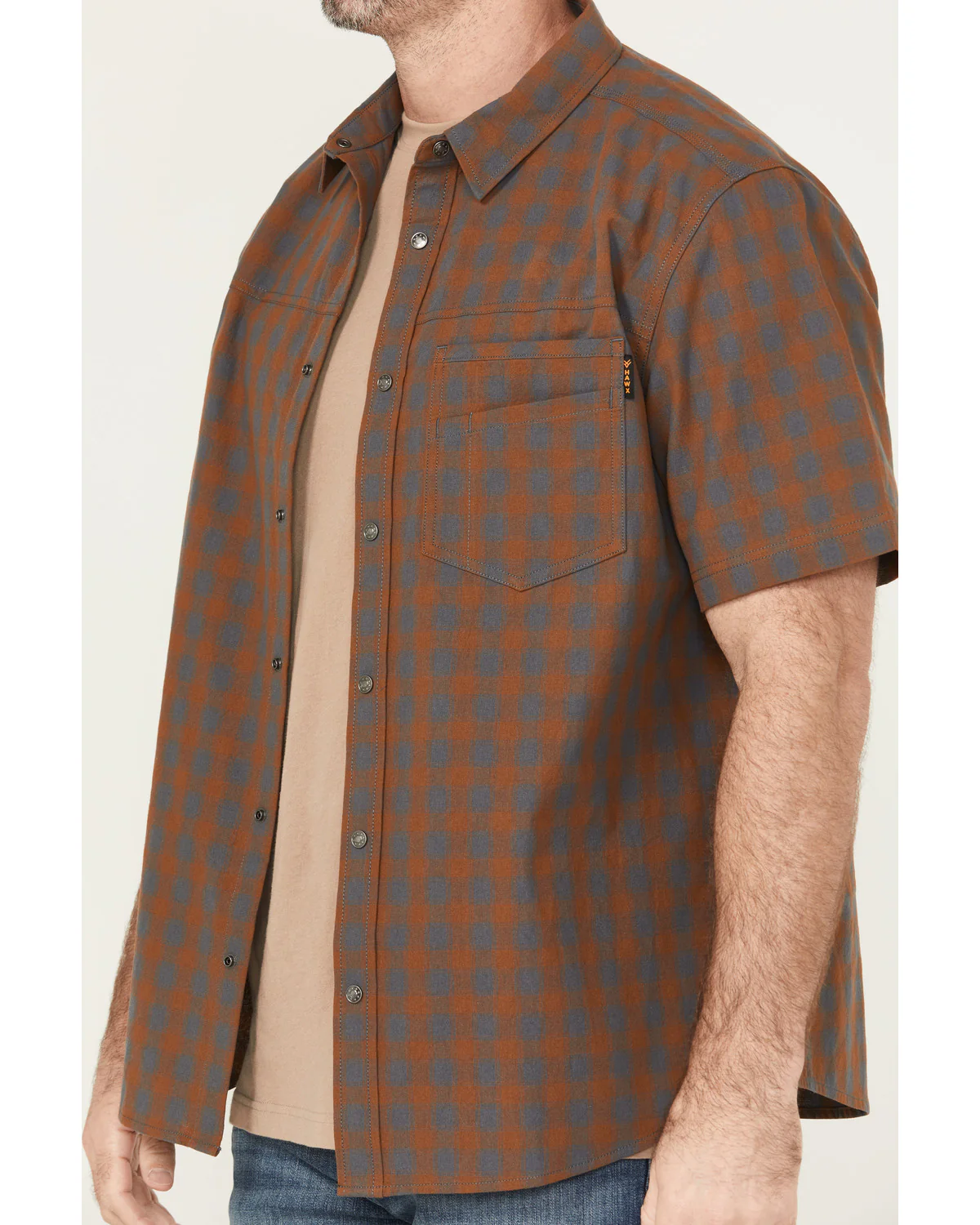 Men's Tanaka Plaid Print Short Sleeve Button-Down Shirt - Image 3